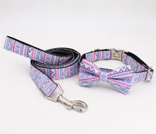 Load image into Gallery viewer, Purple Dog Collar, Leash and Bow Tie Set