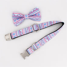 Load image into Gallery viewer, Purple Dog Collar, Leash and Bow Tie Set