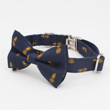 Load image into Gallery viewer, Tropical Pineapple Dog Collar, Leash and Bow Tie Set