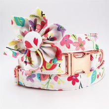 Load image into Gallery viewer, Floral Dog Collar and Leash Set with Removable Flower