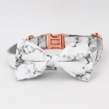Load image into Gallery viewer, Marble Dog Collar, Leash and Bow Tie Set