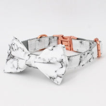 Load image into Gallery viewer, Marble Dog Collar, Leash and Bow Tie Set