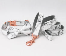 Load image into Gallery viewer, Marble Dog Collar, Leash and Bow Tie Set