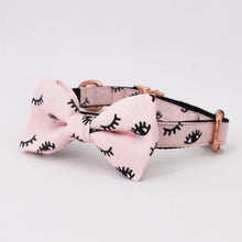 Load image into Gallery viewer, Pink Eyelash Dog Collar, Leash and Bow Tie Set