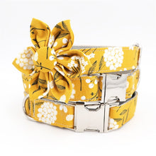 Load image into Gallery viewer, Yellow Floral Dog Collar and Leash with Removable Flower