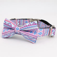 Load image into Gallery viewer, Purple Dog Collar, Leash and Bow Tie Set