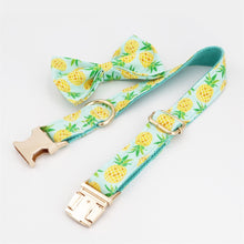 Load image into Gallery viewer, Pineapple Dog Collar, Leash and Bow Tie Set
