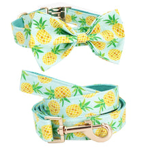 Load image into Gallery viewer, Pineapple Dog Collar, Leash and Bow Tie Set