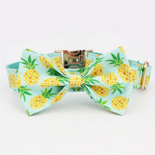 Load image into Gallery viewer, Pineapple Dog Collar, Leash and Bow Tie Set