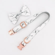 Load image into Gallery viewer, Marble Dog Collar, Leash and Bow Tie Set