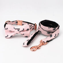 Load image into Gallery viewer, Pink Eyelash Dog Collar, Leash and Bow Tie Set