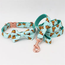 Load image into Gallery viewer, Pizza Dog Collar, Leash and Bow Tie Set