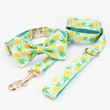 Load image into Gallery viewer, Pineapple Dog Collar, Leash and Bow Tie Set