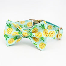 Load image into Gallery viewer, Pineapple Dog Collar, Leash and Bow Tie Set
