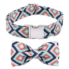 Load image into Gallery viewer, Blue Plaid Dog Collar, Leash and Bow Tie Set