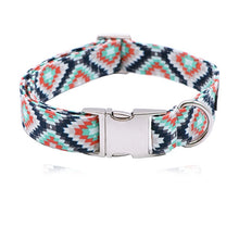 Load image into Gallery viewer, Blue Plaid Dog Collar, Leash and Bow Tie Set