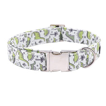 Load image into Gallery viewer, Green Dinosaur Collar, Leash and Bow Tie Set