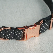 Load image into Gallery viewer, Black Polka Dot Dog Collar, Leash and Bow Tie Set