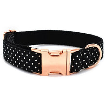 Load image into Gallery viewer, Black Polka Dot Dog Collar, Leash and Bow Tie Set