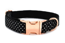 Load image into Gallery viewer, Black Polka Dot Dog Collar, Leash and Bow Tie Set