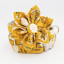 Load image into Gallery viewer, Yellow Floral Dog Collar and Leash with Removable Flower
