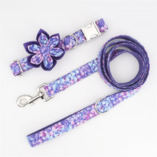 Load image into Gallery viewer, Purple Magic Dog Collar and Leash with Removable Flower
