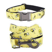 Load image into Gallery viewer, Bee Dog Collar, Leash and Bow Tie Set
