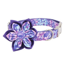 Load image into Gallery viewer, Purple Magic Dog Collar and Leash with Removable Flower
