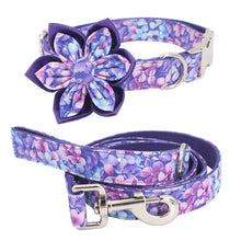 Load image into Gallery viewer, Purple Magic Dog Collar and Leash with Removable Flower
