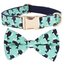 Load image into Gallery viewer, Whale Dog Collar, Leash and Bow Tie Set
