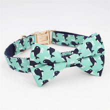Load image into Gallery viewer, Whale Dog Collar, Leash and Bow Tie Set
