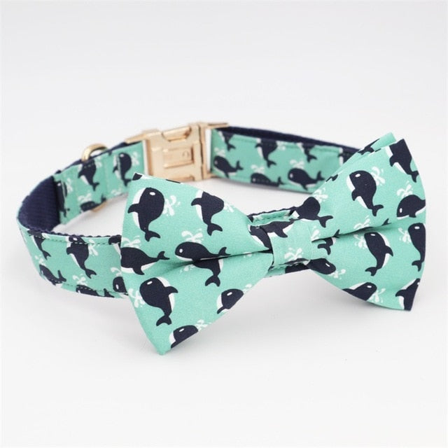 Whale Dog Collar, Leash and Bow Tie Set