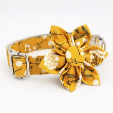 Load image into Gallery viewer, Yellow Floral Dog Collar and Leash with Removable Flower
