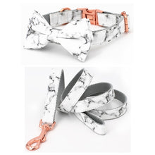 Load image into Gallery viewer, Marble Dog Collar, Leash and Bow Tie Set
