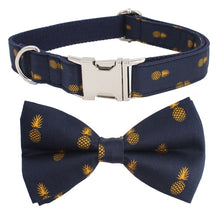 Load image into Gallery viewer, Tropical Pineapple Dog Collar, Leash and Bow Tie Set
