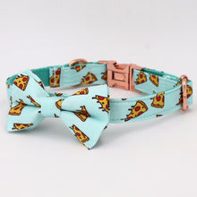 Load image into Gallery viewer, Pizza Dog Collar, Leash and Bow Tie Set
