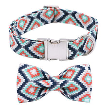 Load image into Gallery viewer, Blue Plaid Dog Collar, Leash and Bow Tie Set
