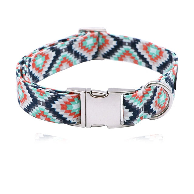 Blue Plaid Dog Collar, Leash and Bow Tie Set