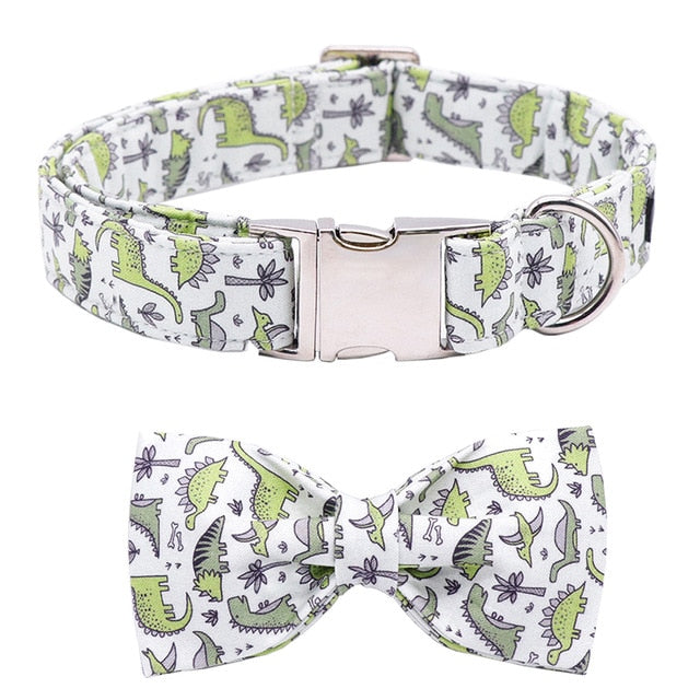 Green Dinosaur Collar, Leash and Bow Tie Set